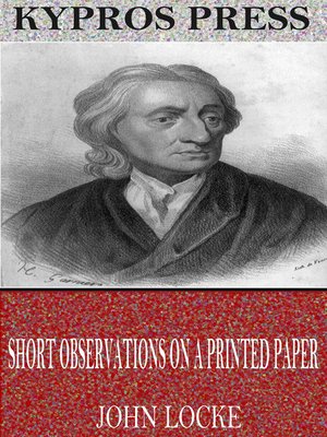 cover image of Short Observations on a Printed Paper